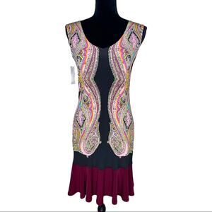 Eva Varro paisley color block dress XS - NWT